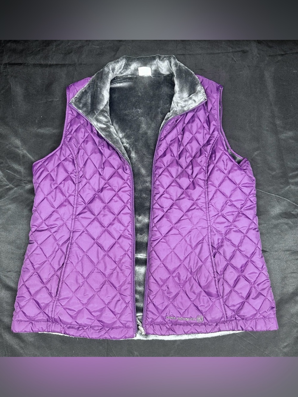 #D-21 Free Country Quilted Purple Women's Vest with Plush Lining- Sz XL
